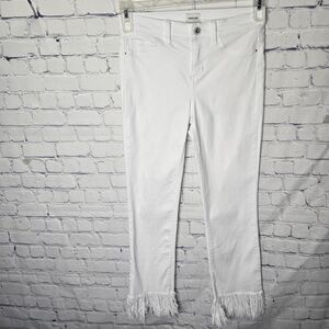 Sneak Peek White Mid Rise Fringe Jeans Size 5